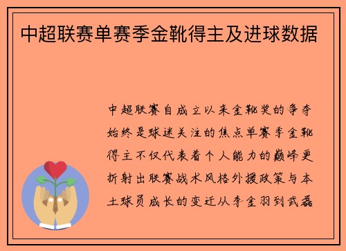 中超联赛单赛季金靴得主及进球数据